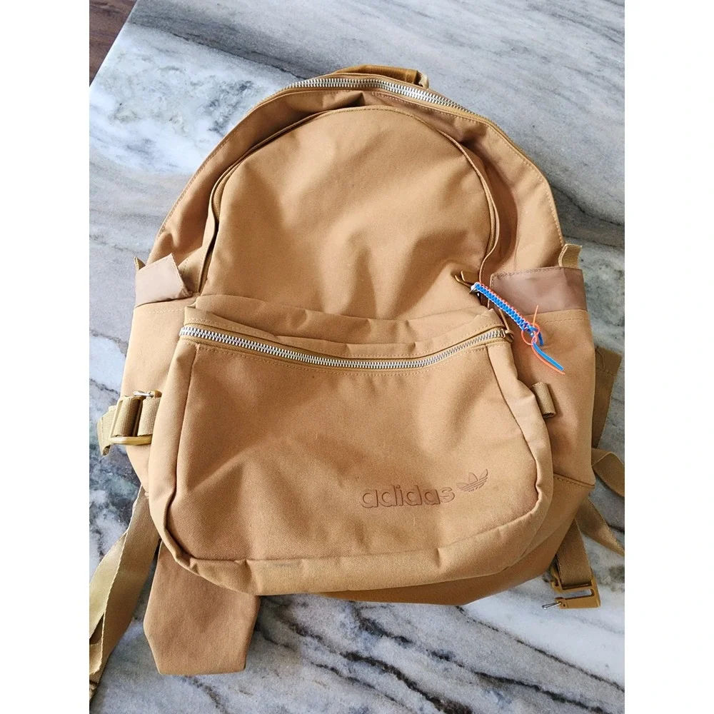 Adidas Originals ModernTrefoil Backpack Tan Canvas Gorpcore Utility Rucksack Bag